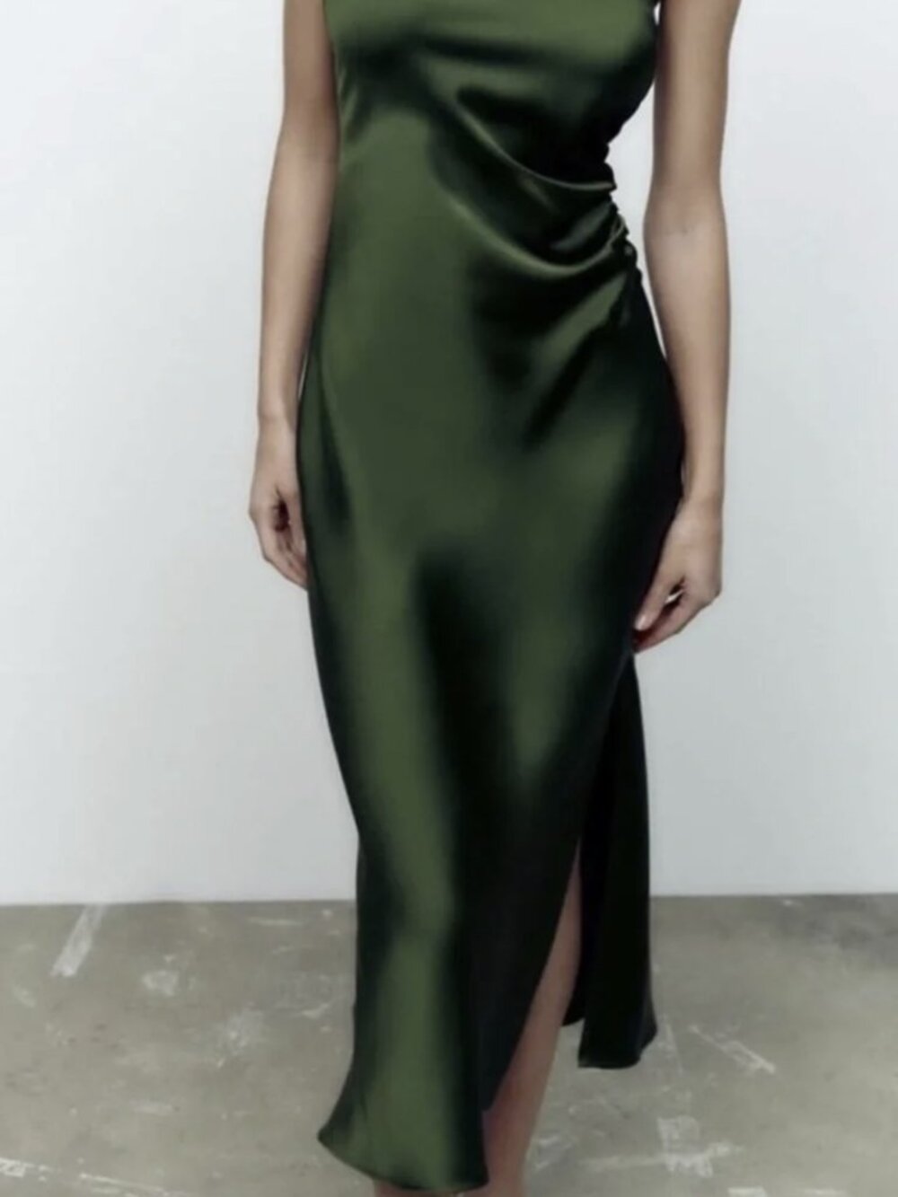 Zara Green Satin Chain‑Strap Slip Dress – Size L - Picture 3 of 5